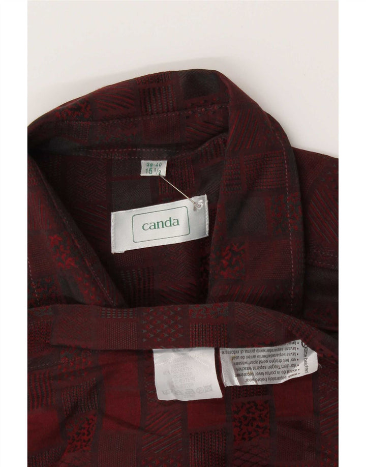 Canda herreskjorte str. 39/40 Medium Burgundy Geometric Viscose