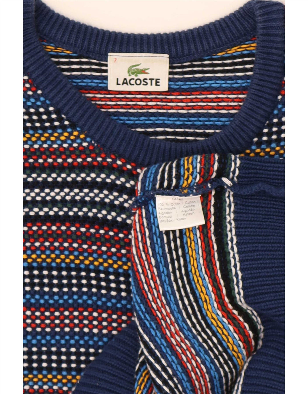 Lacoste Herre Crew Neck Jumper Sweater Størrelse 7 2XL Flerfarvet nålestribe
