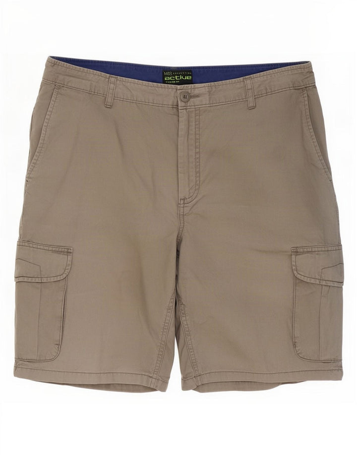 Marks & Spencer Herre Regular Fit Cargo Shorts W36 Large Grå