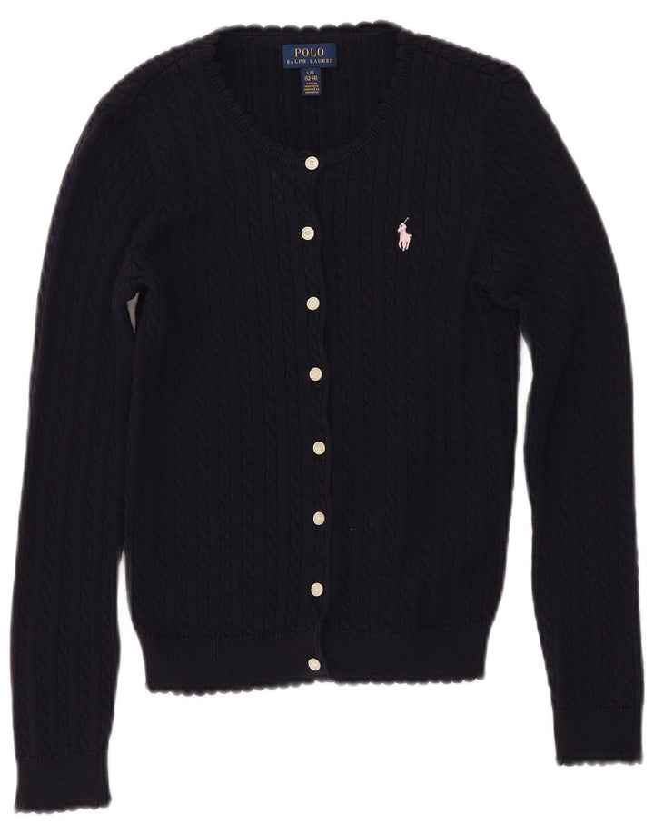 POLO RALPH LAUREN Pige Cardigan Sweater 12-13 År Stor Marineblå