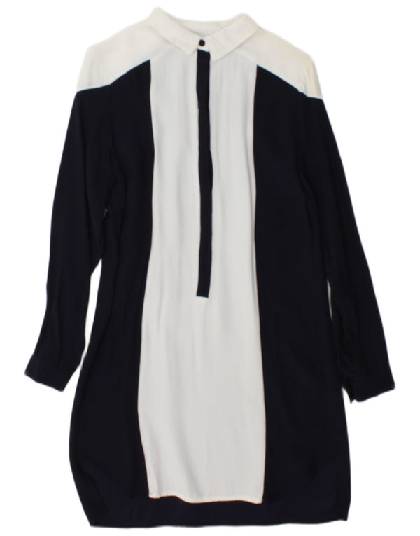 Topshop Kvinders Oversized Skjortekjole UK 8 Small Navy Blue Colourblock