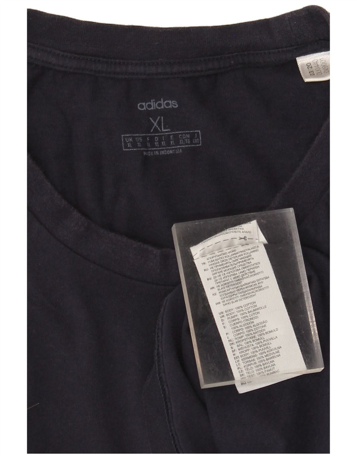 Adidas herre T-shirt top XL marineblå bomuld