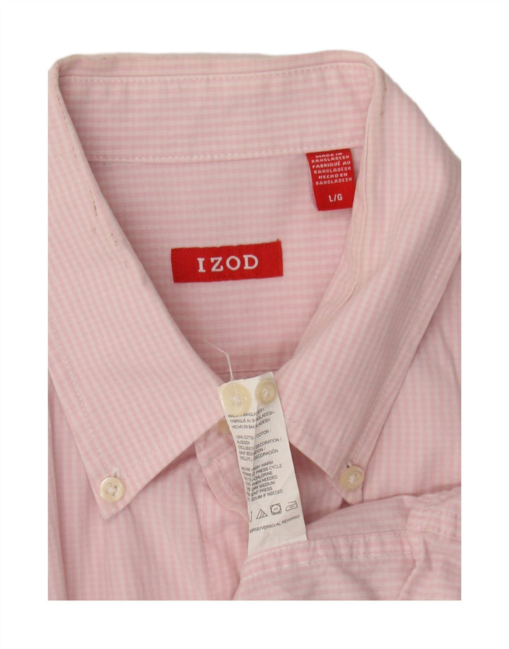 IZOD Mens Grant Fit Shirt Large Pink Gingham Cotton Vintage Izod and Second-Hand Izod from Messina Hembry 