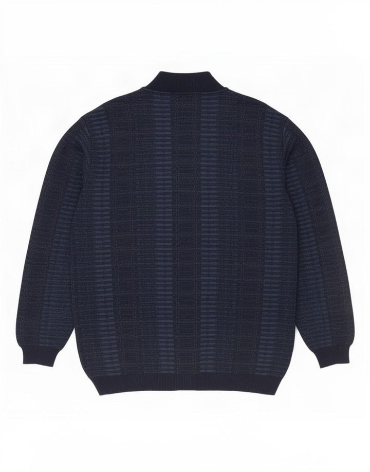 Bernardini Herre Cardigan Sweater IT 52 Medium Marineblå Ternet uld