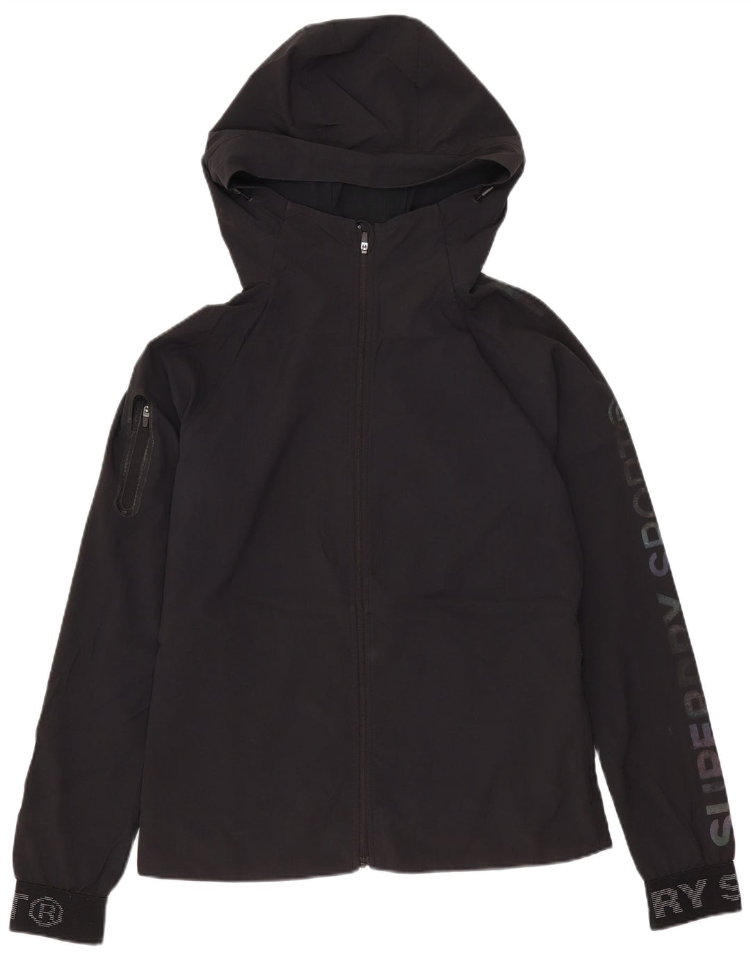 Superdry Windbreaker-jakke med hætte til kvinder UK 8 Lille sort polyester