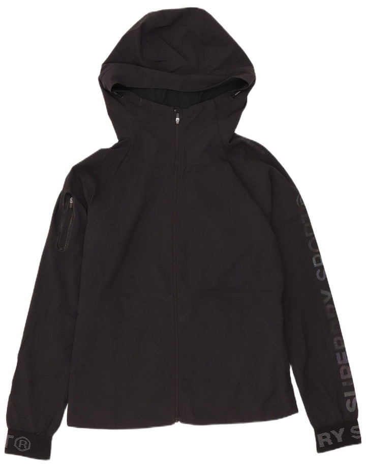 Superdry Windbreaker-jakke med hætte til kvinder UK 8 Lille sort polyester