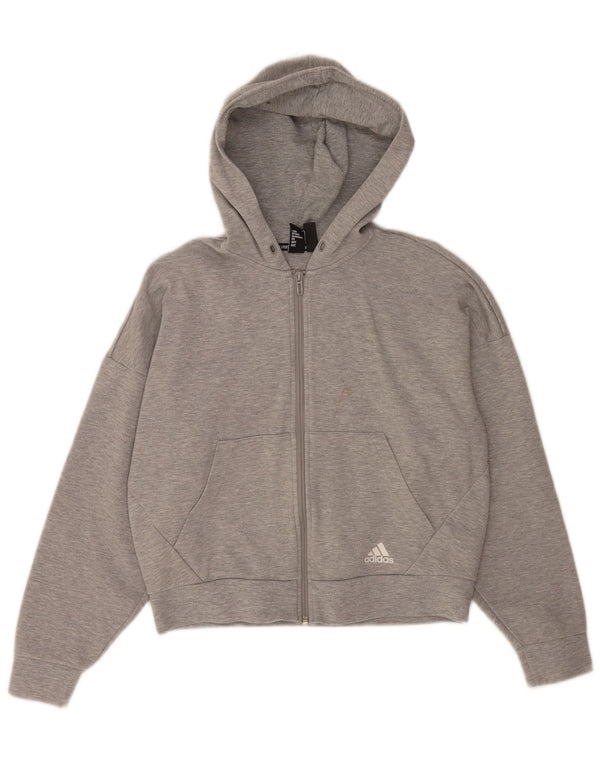 Adidas Dame Relaxed Fit Hættetrøje Sweater UK 8/10 lille grå stribet