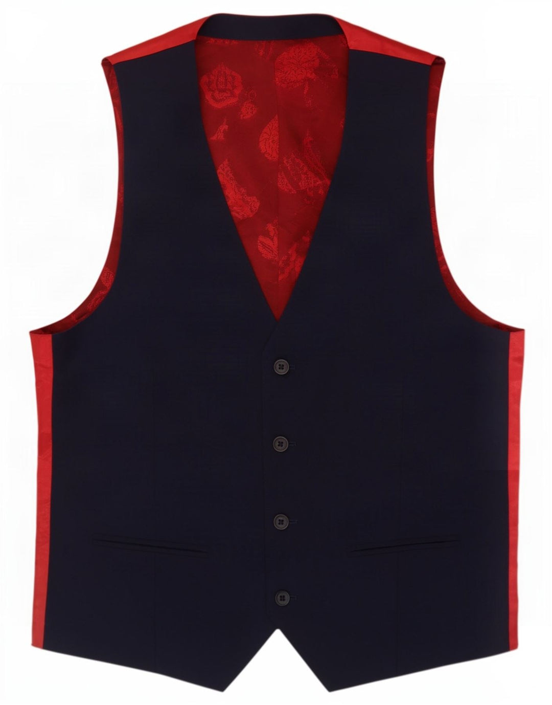 Ted Baker Herre vest med 4 knapper UK 36 Small Navy Blue Colourblock Uld