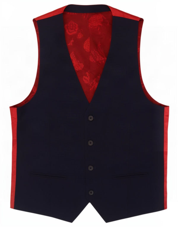 Ted Baker Herre vest med 4 knapper UK 36 Small Navy Blue Colourblock Uld