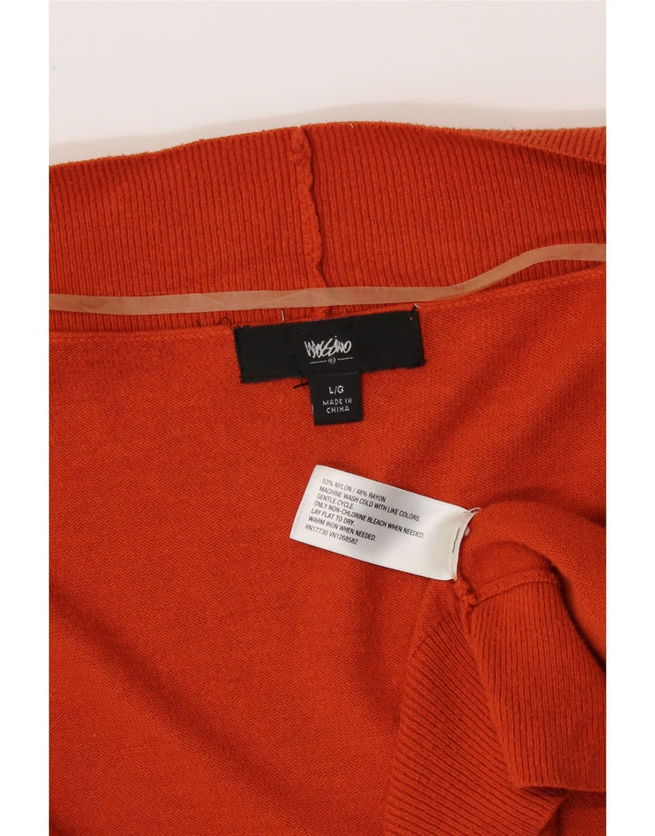 MOSSIMO Womens Grant Fit Open Cardigan Sweater UK 14 Large Orange Rayon
