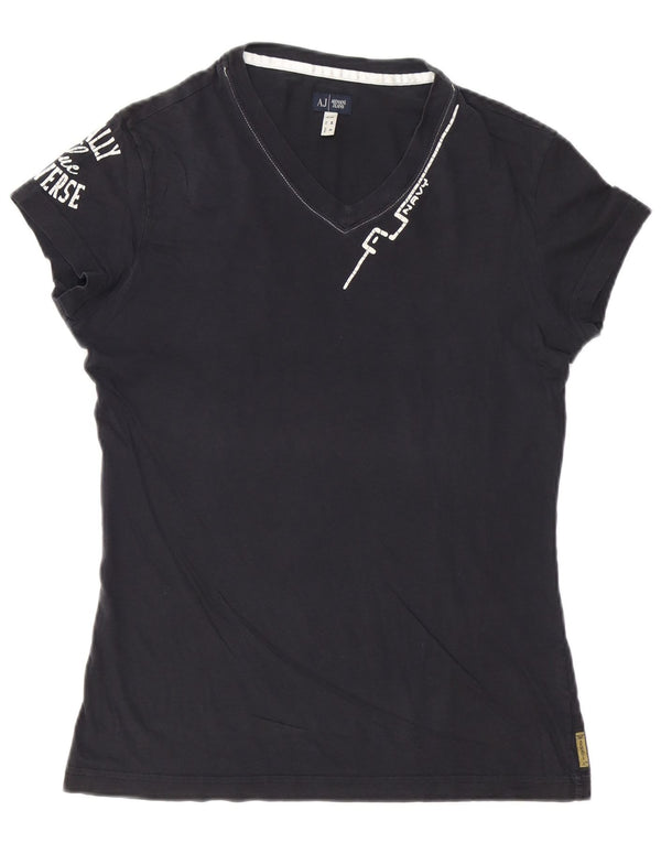 Armani Jeans Herre grafisk T-shirt Top Medium Navyblå Bomuld