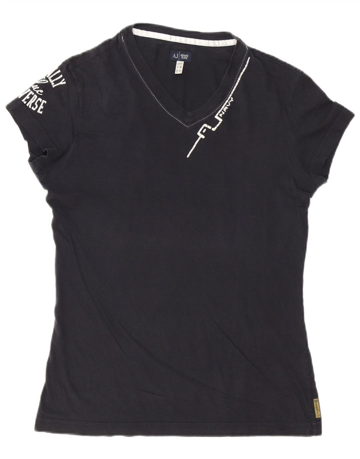 Armani Jeans Herre grafisk T-shirt Top Medium Navyblå Bomuld