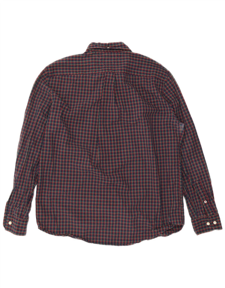 Tommy Hilfiger Herre Classic Fit skjorte Stor marineblå ternet bomuld