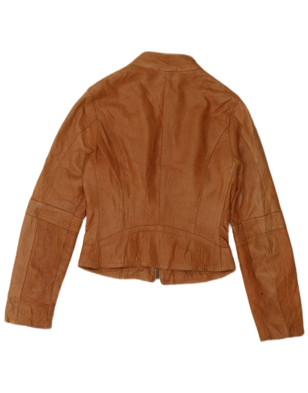 XETRA Biker-jakke i læder til kvinder UK 8 Small Beige