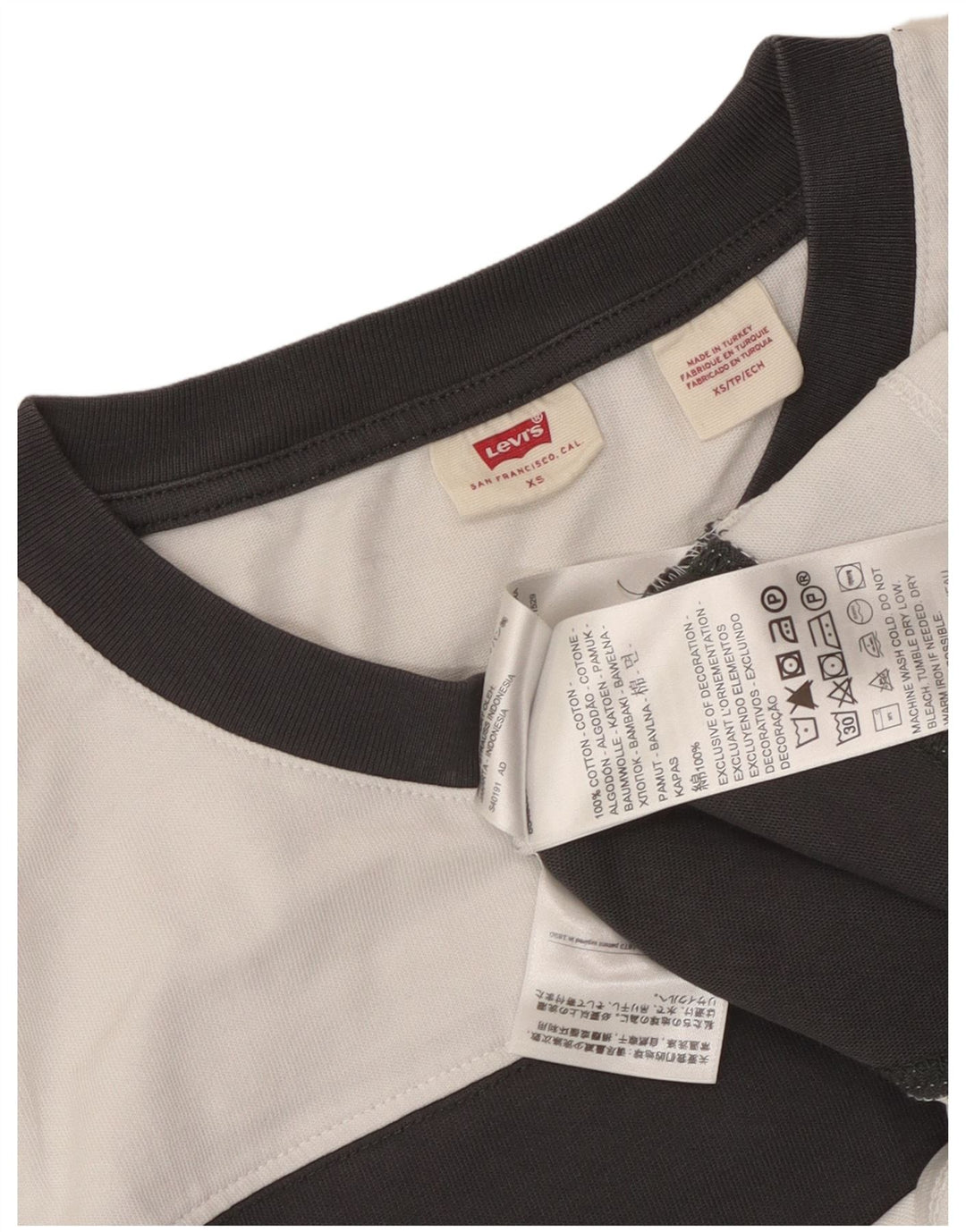 Levi's Womens Crop Oversized grafisk T-shirt top UK 6 XS sort stribet