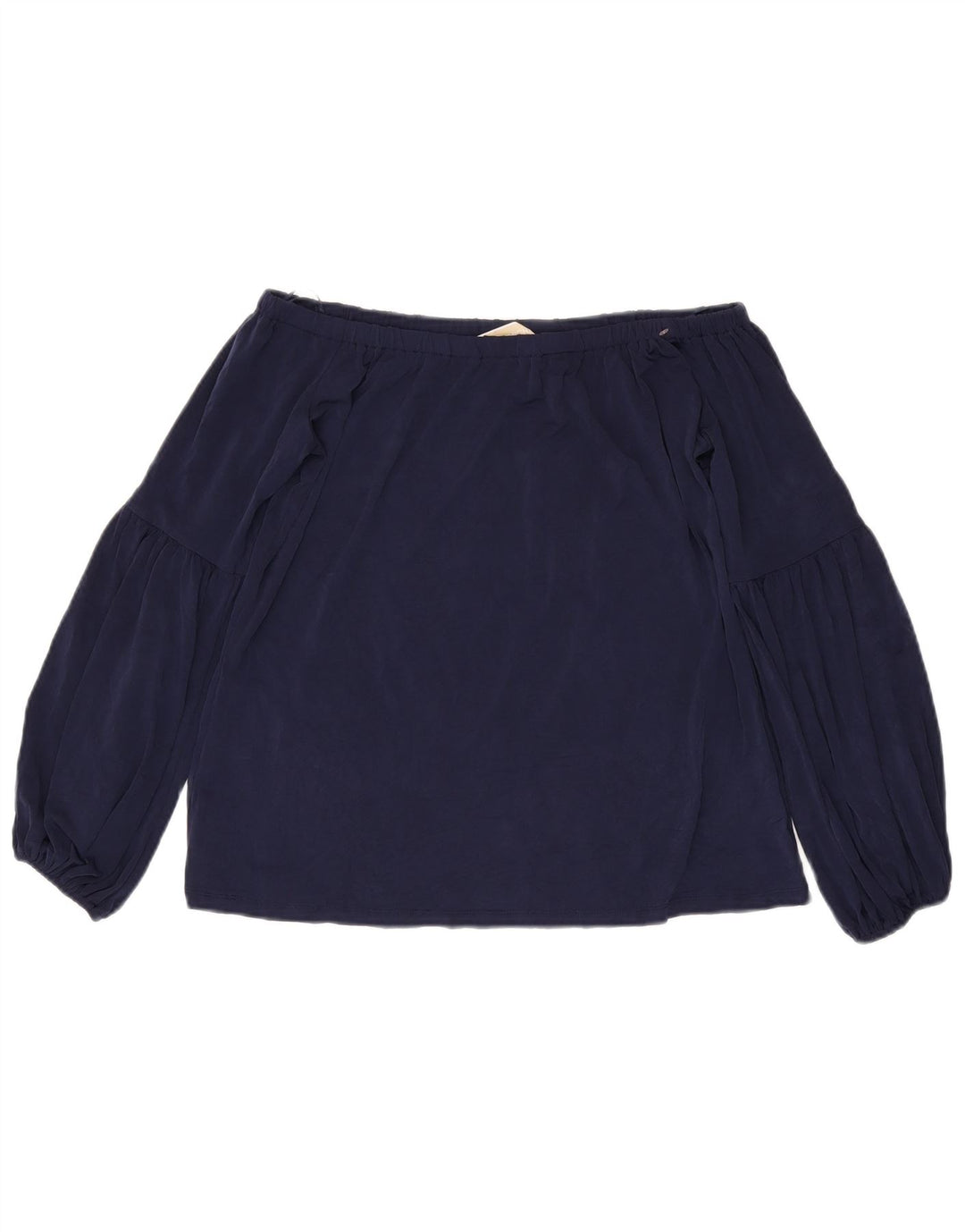 Michael Kors Dame Crop Off Shoulder Top UK 10 Small Navy Blue Polyester