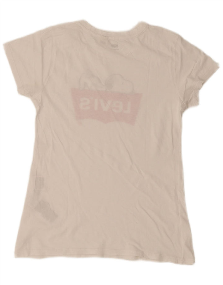 Levi's Grafisk T-shirt top til kvinder UK 12 Medium hvid bomuld