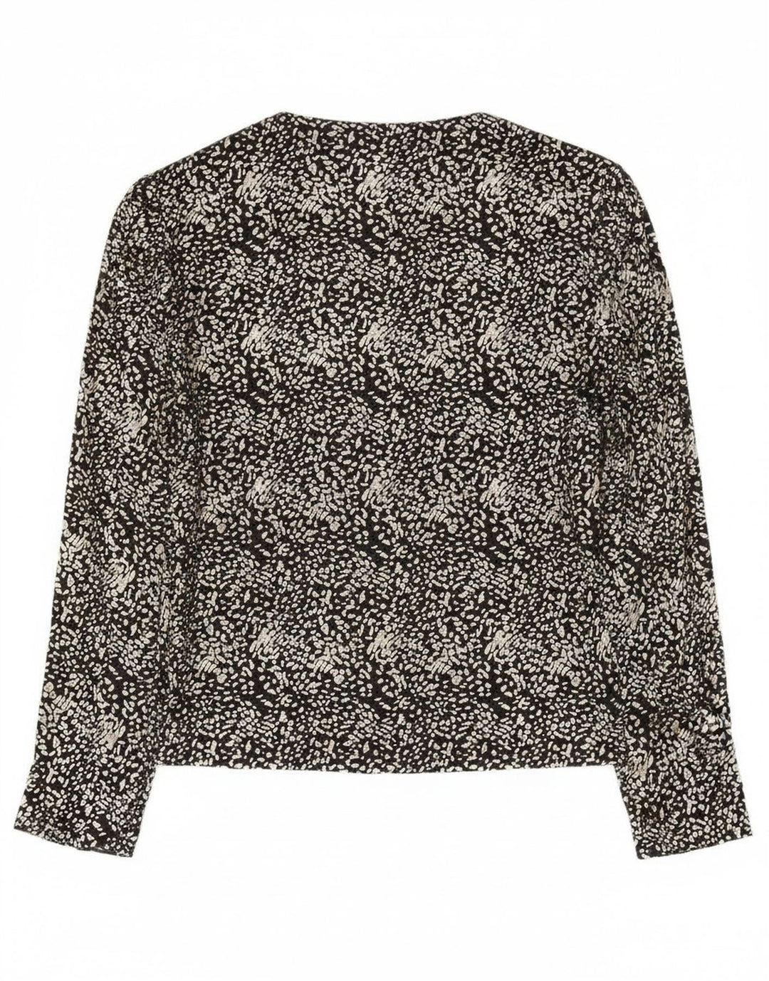 C & A Dame Langærmet Bluse Top EU 40 Medium Black Animal Print