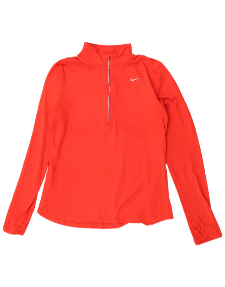 Nike sweater med lynlås til kvinder, træningsdragt Top UK 14 Medium Rød Polyester