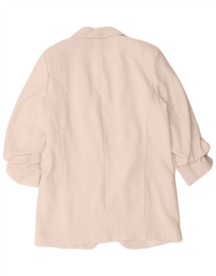 Zara Dame 3/4 ærmet åben blazerjakke UK 14 Medium White Polyester