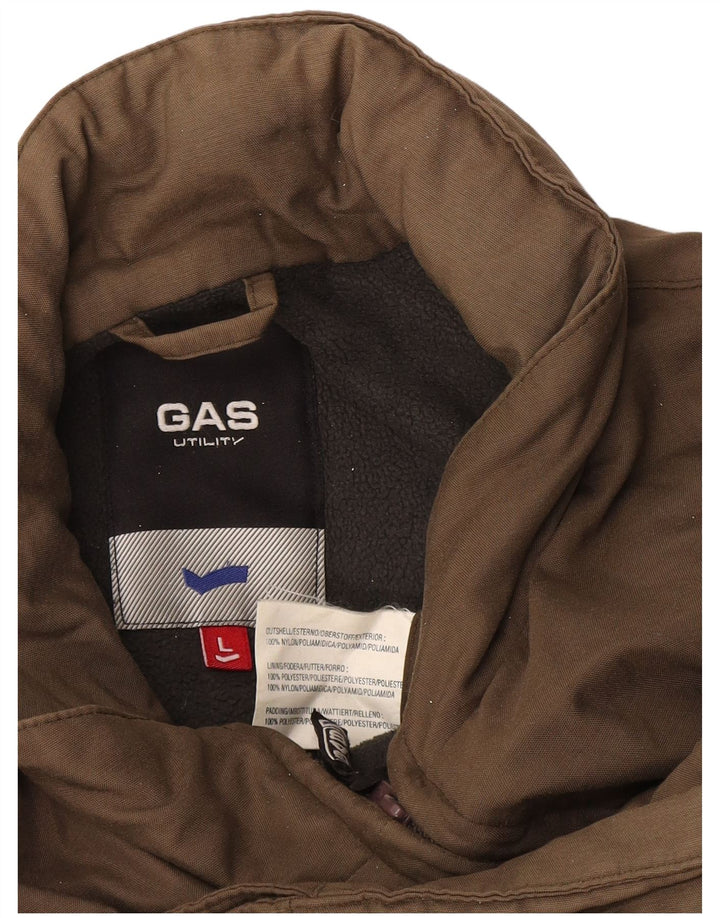 Gas Herre Hooded Utility Jacket UK 40 Large Brown Nylon