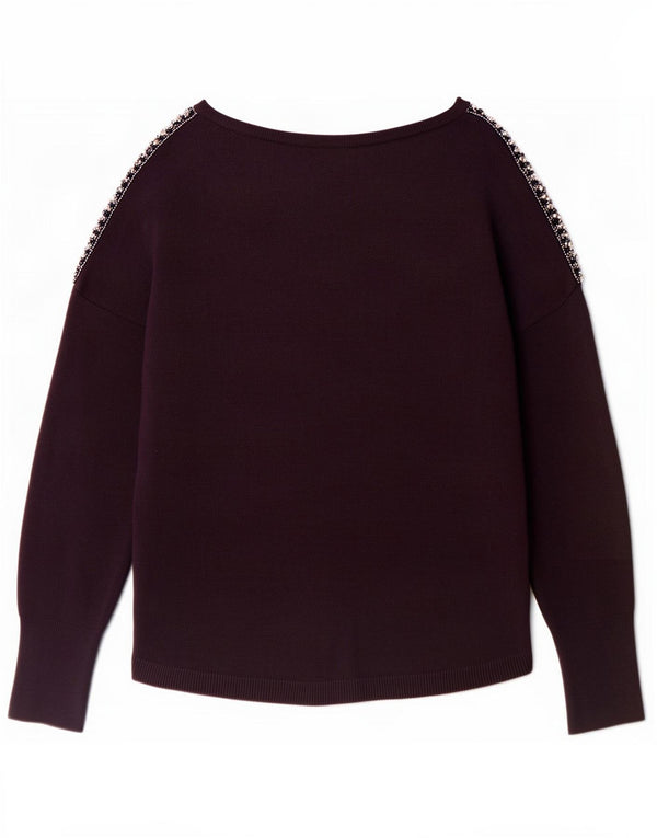Oasis Dame Oversized Boat Neck Jumper Sweater UK 14 Medium Purple Viscose