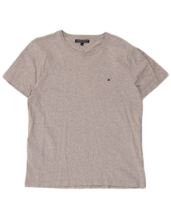 Tommy Hilfiger Dame T-Shirt Top UK 16 Stor Grå Bomuld
