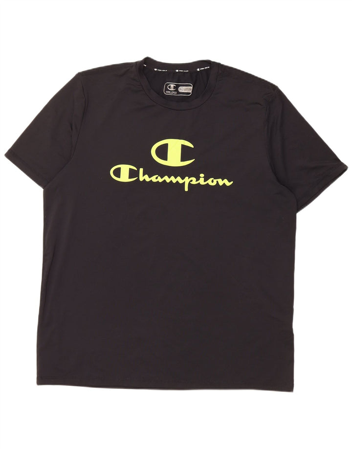 CHAMPION Herre Grafisk T-Shirt Top XL Sort Polyester