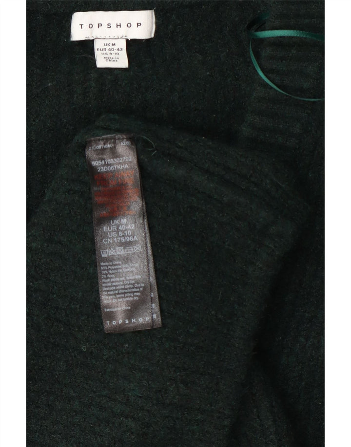 Topshop Dame Longline V-hals sweater UK 14 Medium Green Polyester