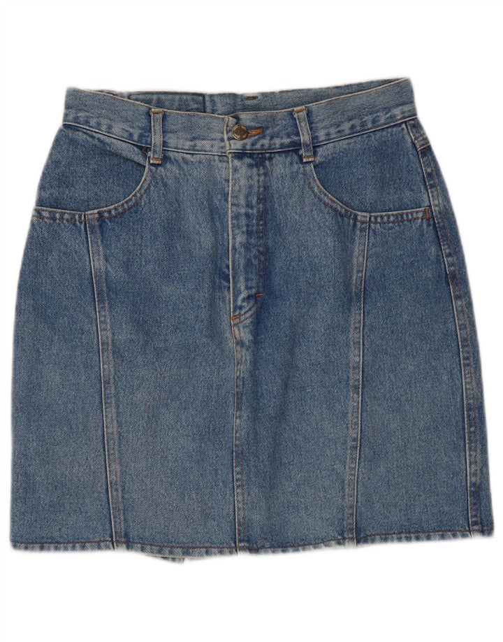 Vintage Dame Mini Denim Nederdel W29 Medium Blue Bomuld