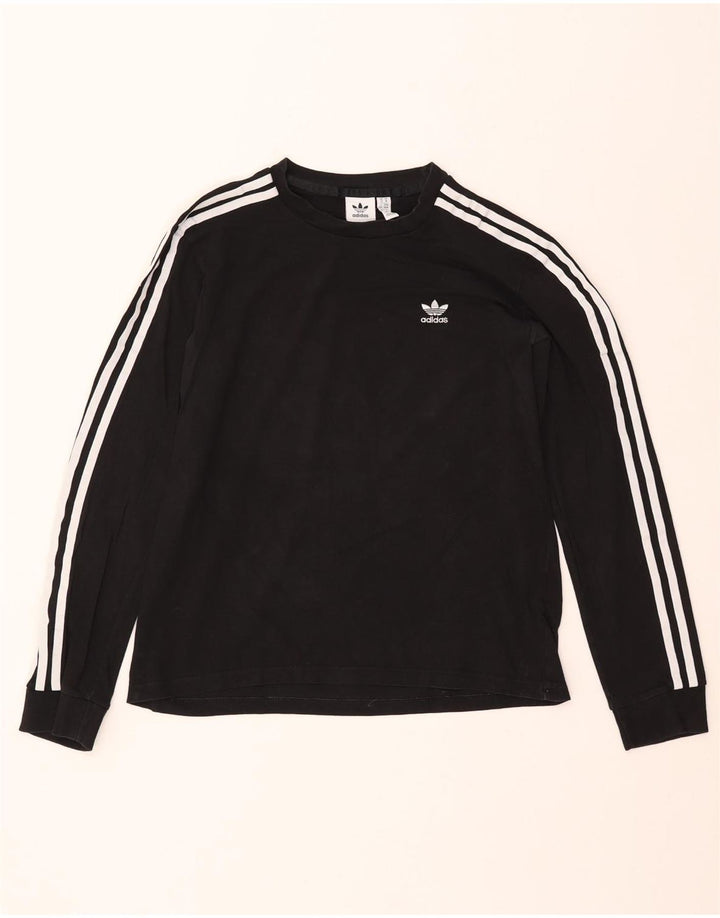 ADIDAS Dame Top Langærmet UK 14 Medium Sort Bomuld