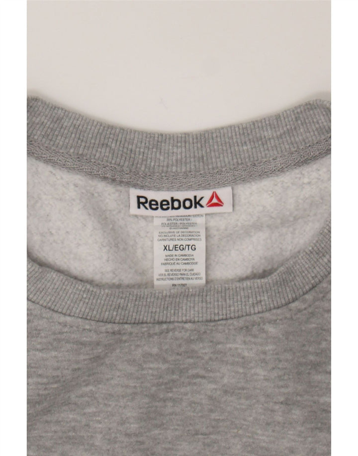 REEBOK Womens Oversized Graphic Sweatshirt Jumper UK 18 XL Grey Cotton Vintage Reebok and Second-Hand Reebok from Messina Hembry 