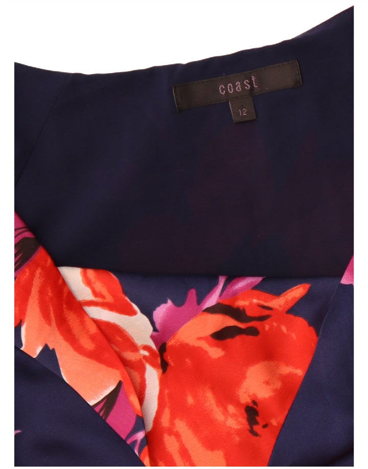 COAST Dame Bluse Top UK 12 Medium Navy Blue Floral Polyester