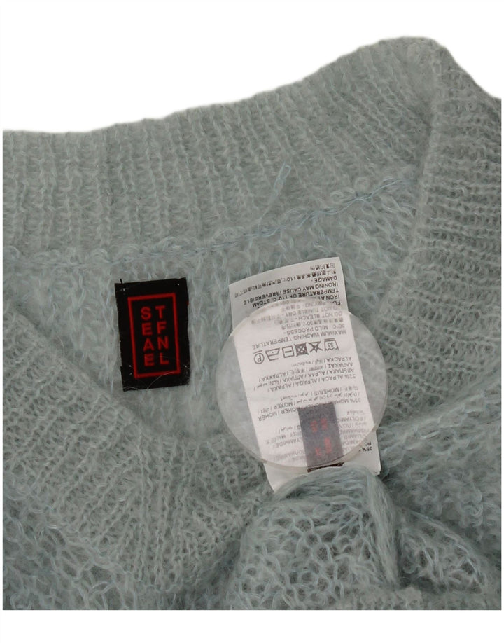 Stefanel Dame Oversized V-hals sweater UK 6 XS Blå Polyamid