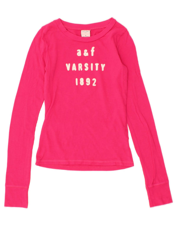 ABERCROMBIE & FITCH Piger grafisk top langærmet 9-10 år Medium Pink