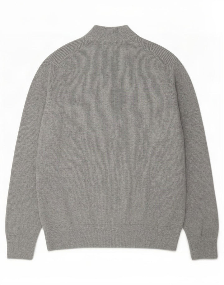 Marks & Spencer Herre Cardigan Sweater Stor Grå Flecked Bomuld