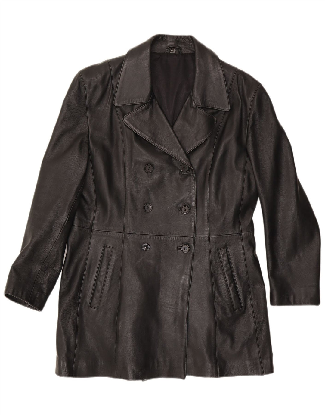 Vintage læderfrakke til kvinder EU 44 XL sort læder