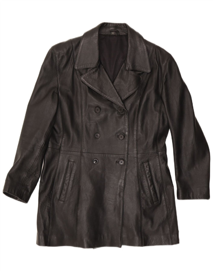 Vintage læderfrakke til kvinder EU 44 XL sort læder