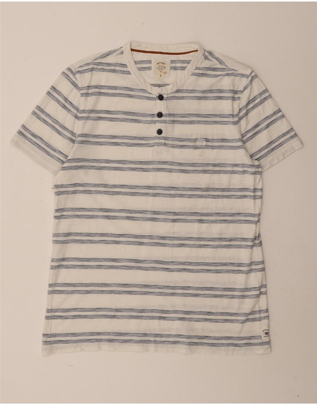 Fat Face Herre T-Shirt Top Stor hvid stribet bomuld