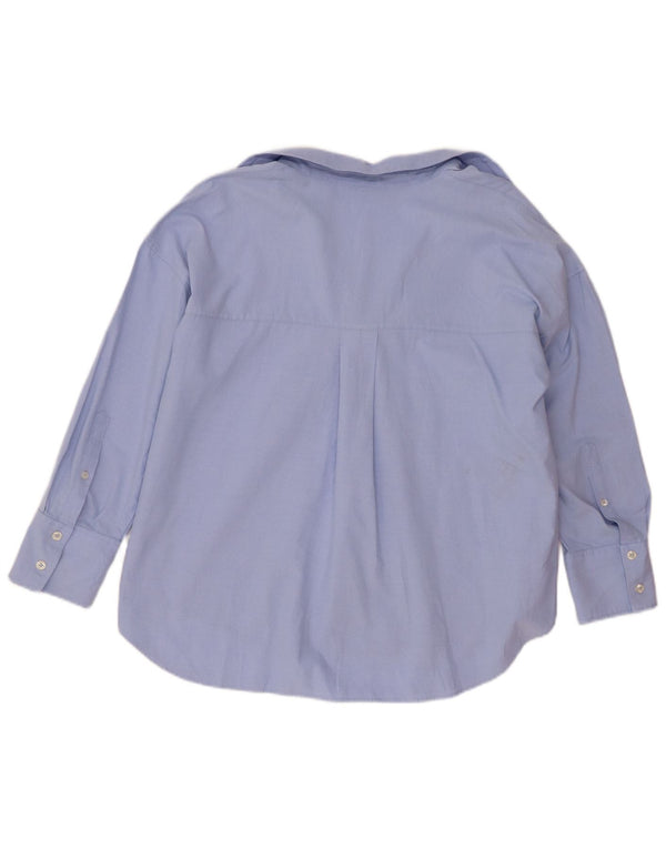 Zara Dame Loose Fit skjorte UK 14 Medium Blue Cotton