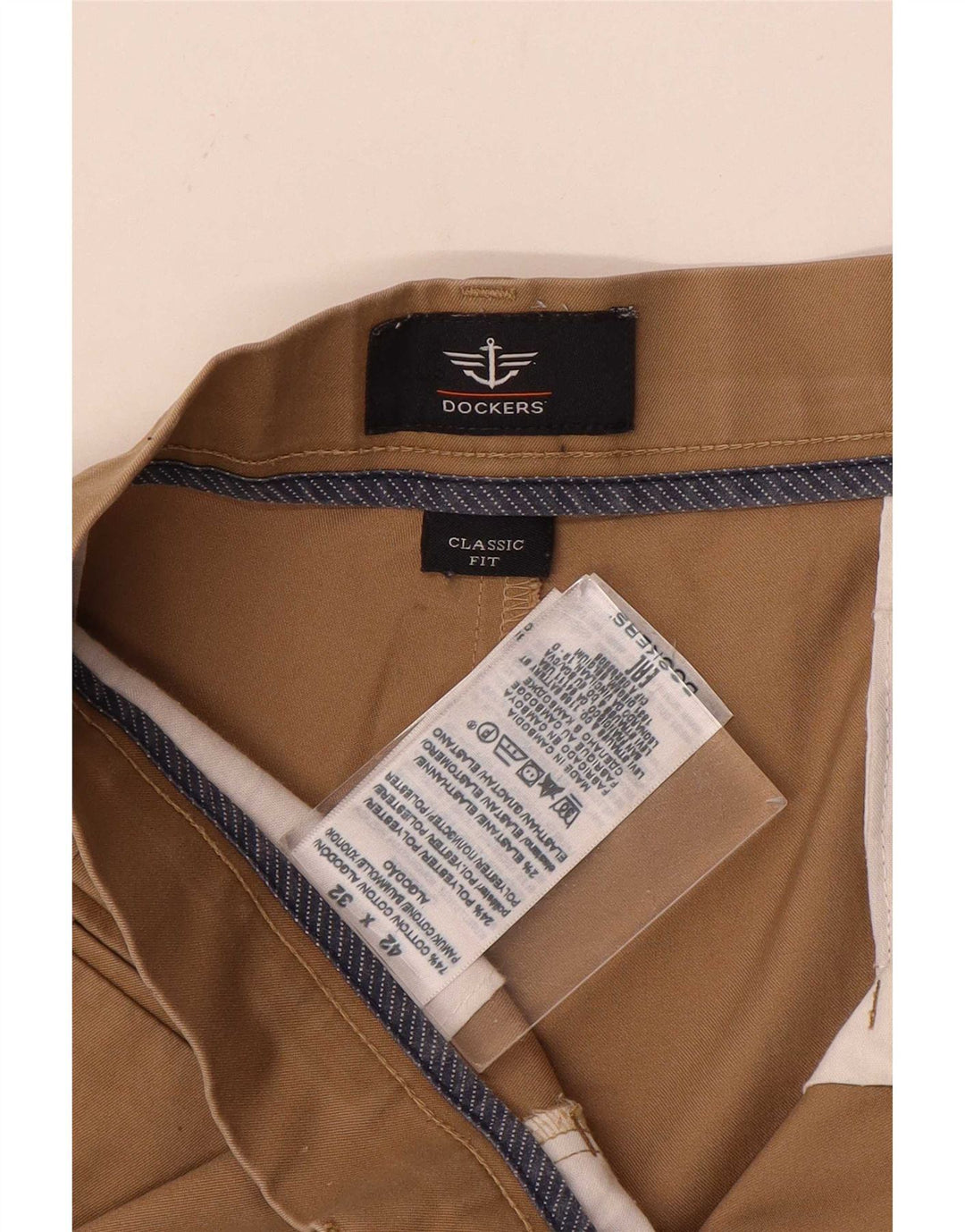 Dockers Herre Classic Fit Chino Bukser W42 L32 Beige Polyester