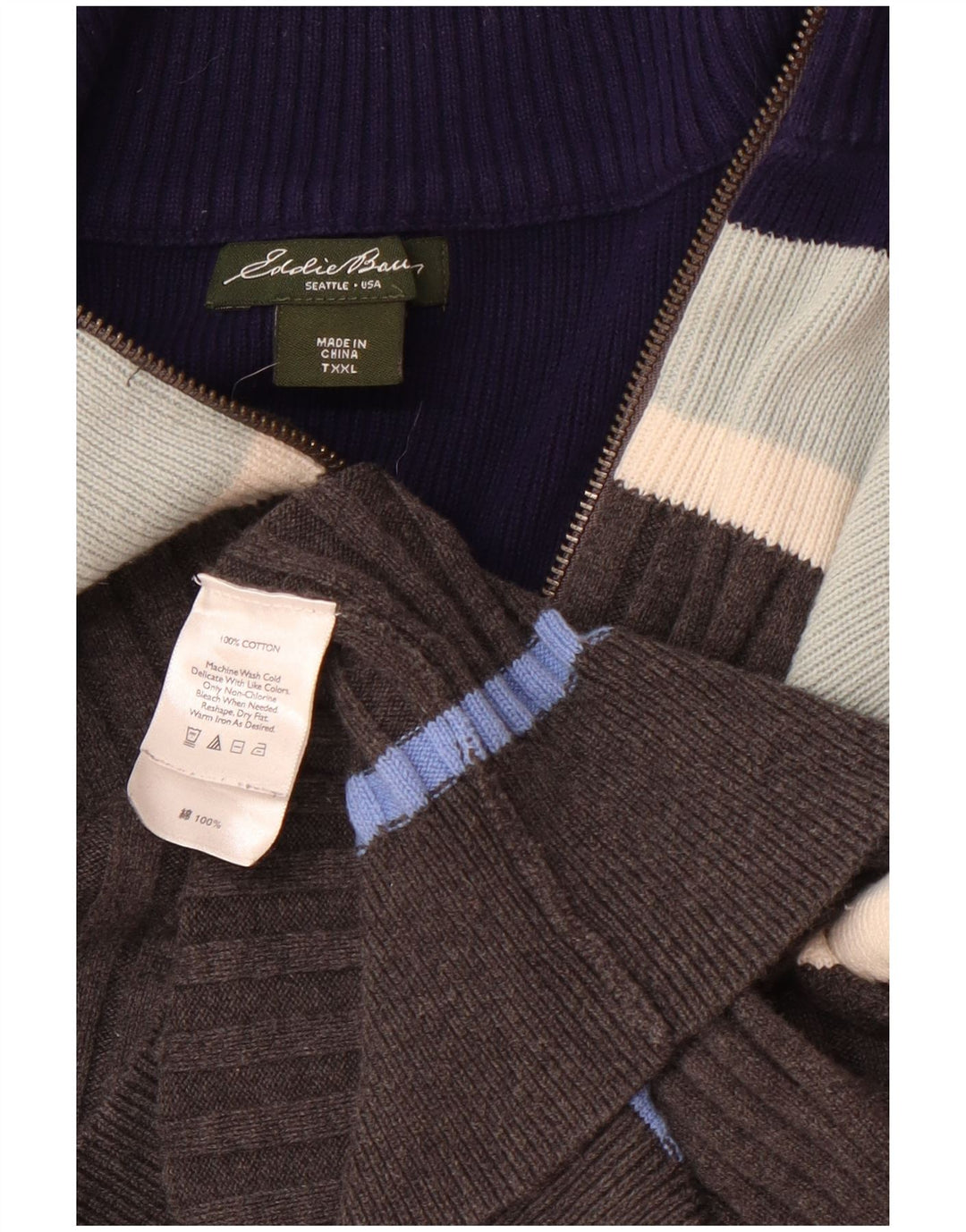 Eddie Bauer Kvinder Høj Cardigan Sweater UK 20 2XL Grå Colourblock Bomuld