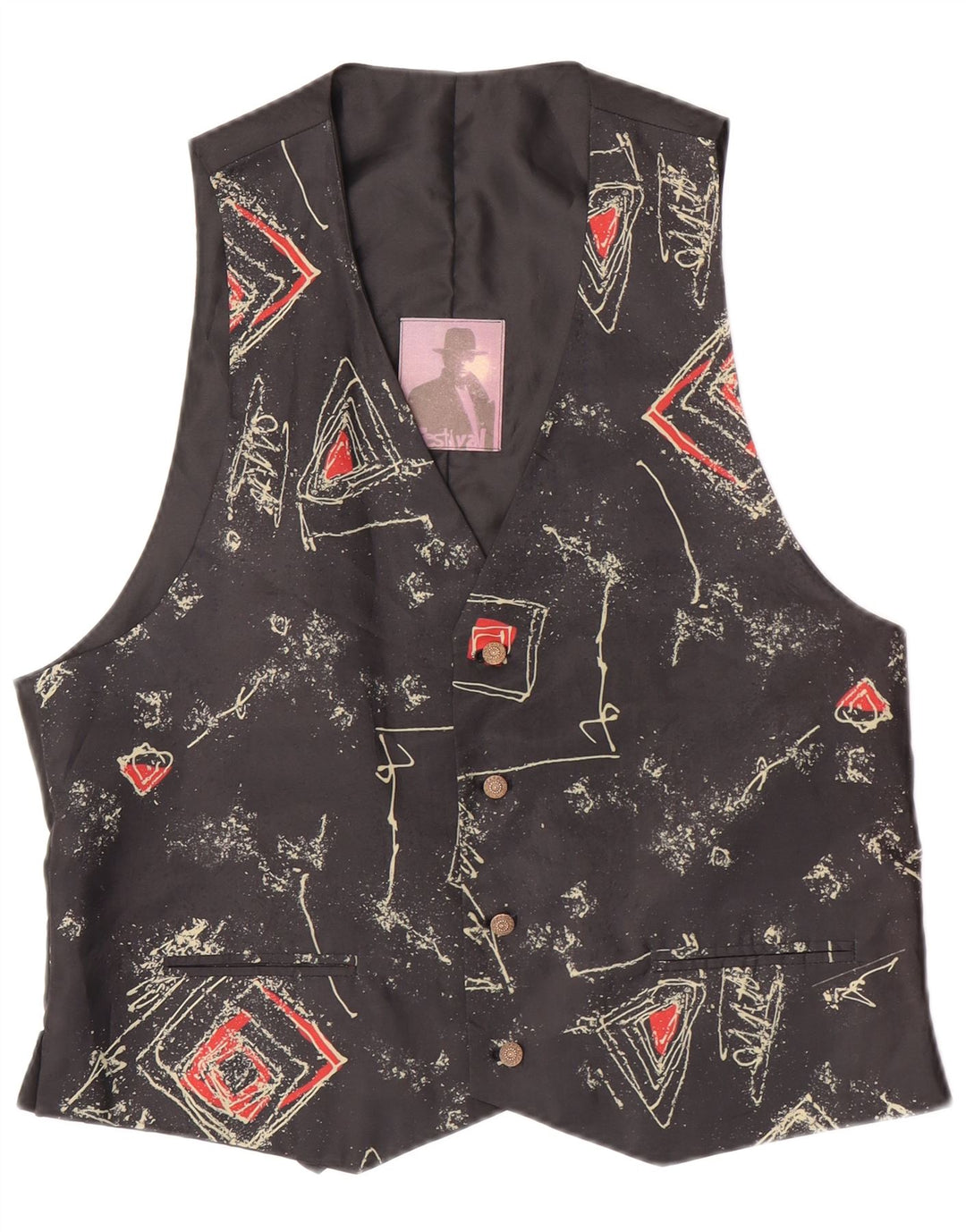 C&A Herrevest EU 52/54 Stor sort geometrisk polyester