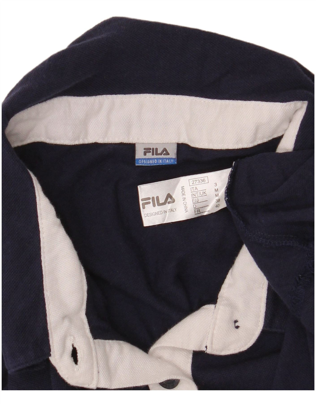 Fila Dame Polo Shirt UK 12 Medium Navy Blue Bomuld