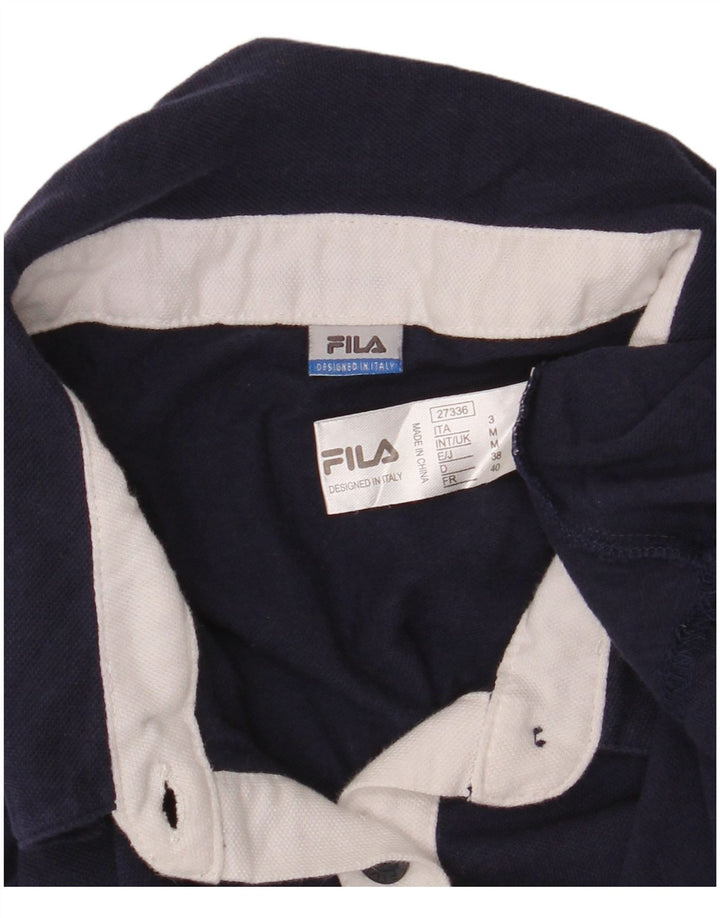 Fila Dame Polo Shirt UK 12 Medium Navy Blue Bomuld