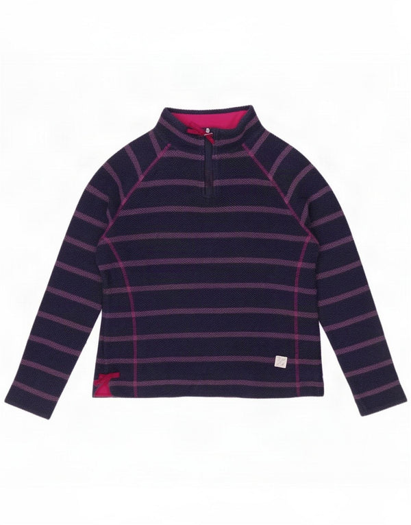 Weird Fish Sweatshirt med lynlås til kvinder UK 12 Medium Marineblå Stribet
