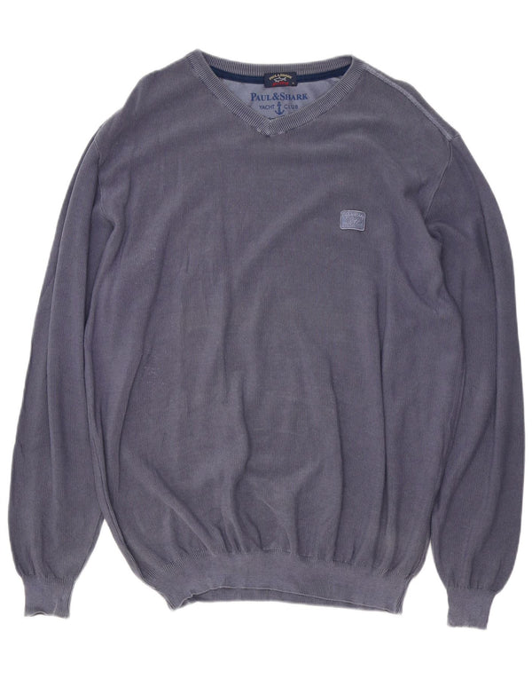 Paul & Shark Herre V-hals sweater XL marineblå