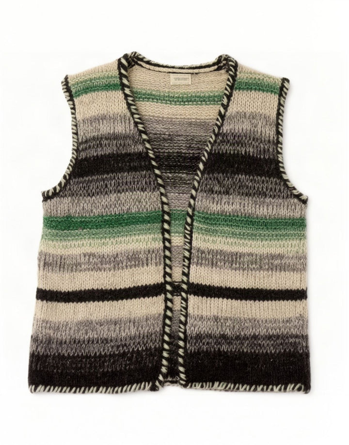 Benetton Dame Ærmeløs Cardigan Sweater UK 12 Medium Flerfarvet