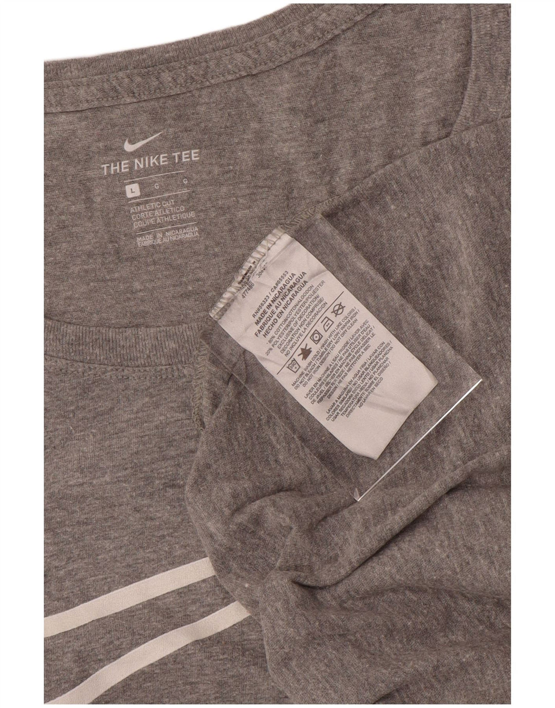 NIKE atletisk snit grafisk t-shirt top til kvinder DK 16 store grå flækkede