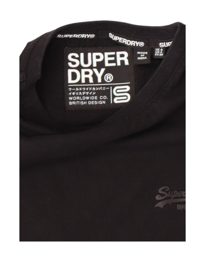 SUPERDRY Womens T-Shirt Top UK 8 Small Black Vintage Superdry and Second-Hand Superdry from Messina Hembry 